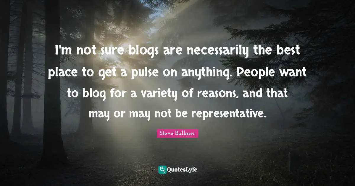 I'm not sure blogs are necessarily the best place to get a pulse on anything. People want to blog for a variety of reasons, and that may or may not be representative.