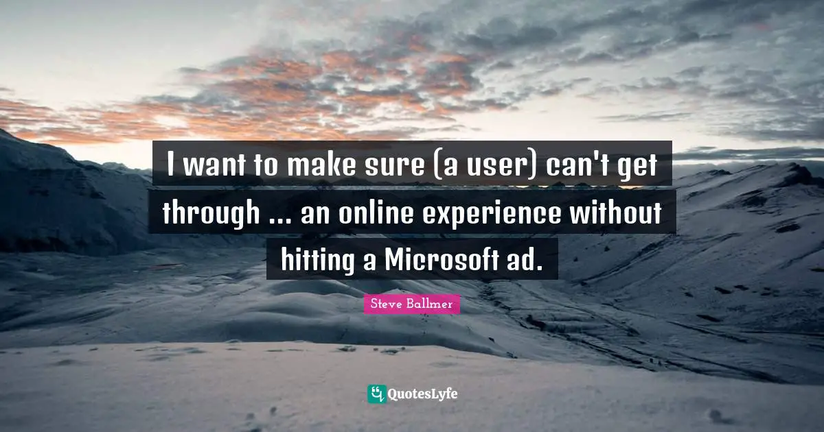 I want to make sure (a user) can't get through ... an online experience without hitting a Microsoft ad.