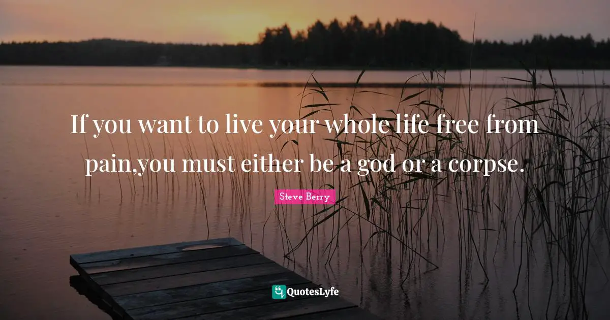 Steve Berry Quotes: "If you want to live your whole life free from pain,you must either be a god or a corpse."