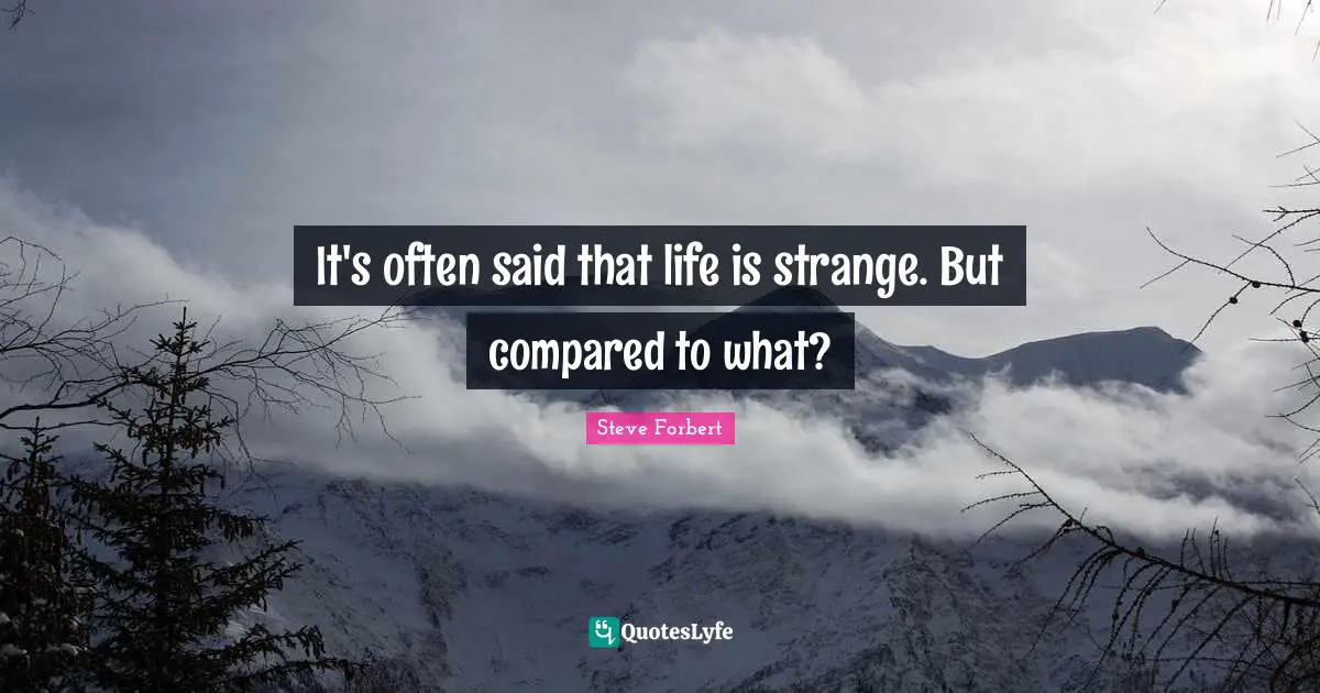 It's often said that life is strange. But compared to what?