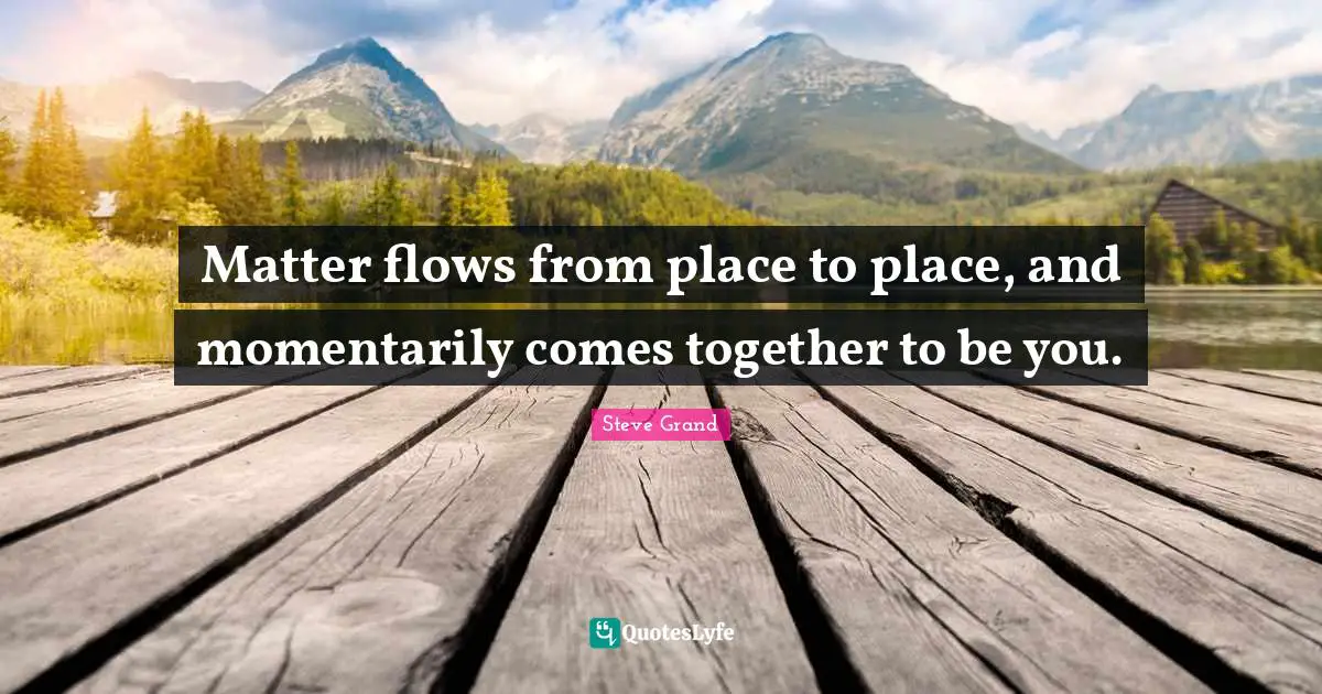 Matter flows from place to place, and momentarily comes together to be you.