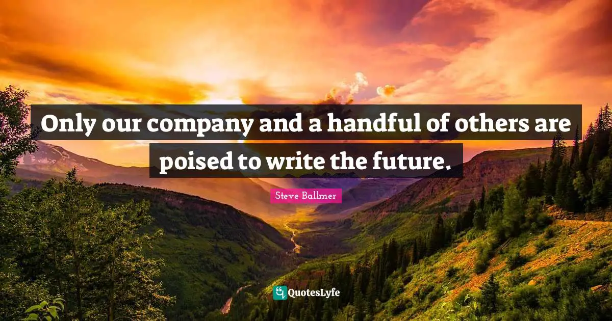 Only our company and a handful of others are poised to write the future.