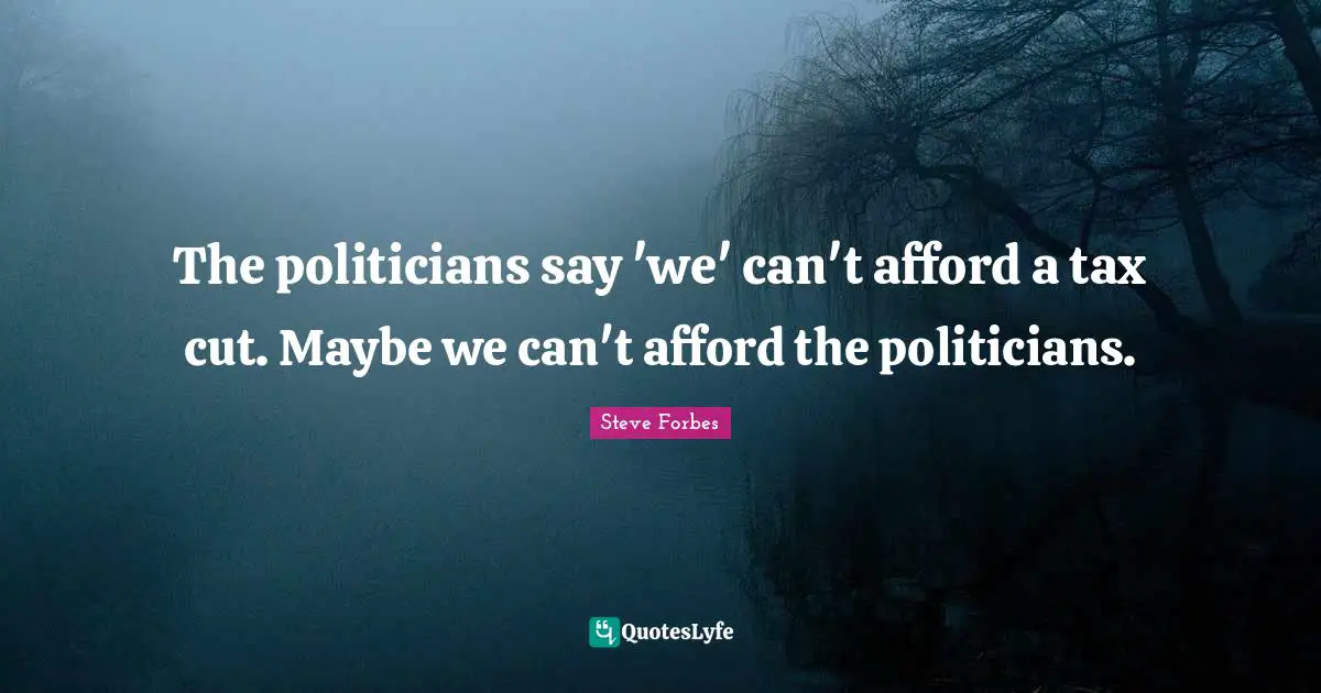 The politicians say 'we' can't afford a tax cut. Maybe we can't afford the politicians.