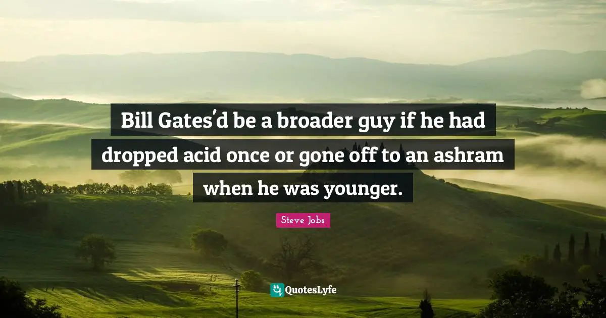Best Job Quotes: "Bill Gates'd be a broader guy if he had dropped acid once or gone off to an ashram when he was younger."