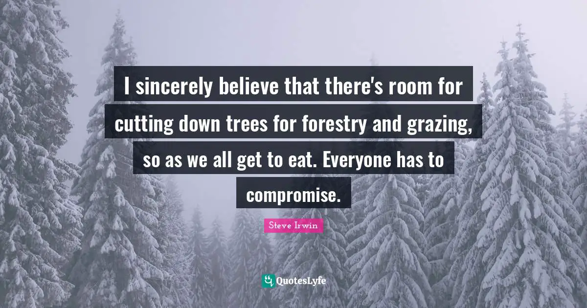 I sincerely believe that there's room for cutting down trees for forestry and grazing, so as we all get to eat. Everyone has to compromise.