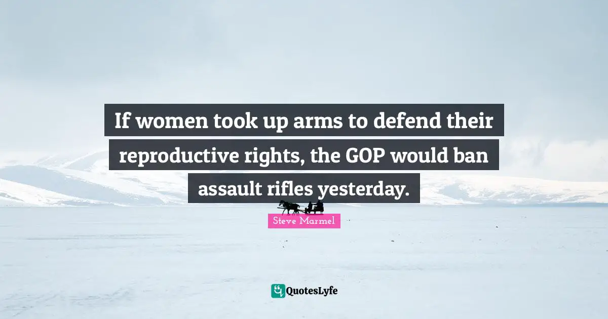 If women took up arms to defend their reproductive rights, the GOP would ban assault rifles yesterday.