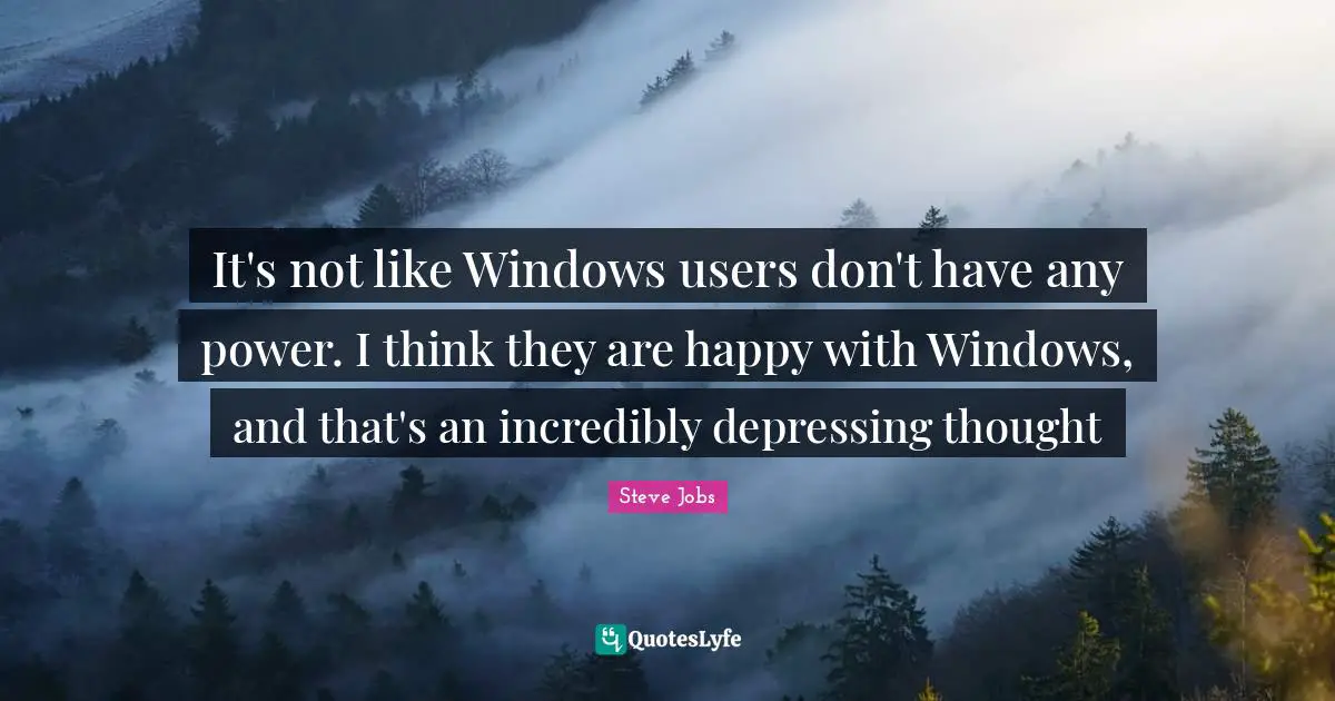 It's not like Windows users don't have any power. I think they are happy with Windows, and that's an incredibly depressing thought
