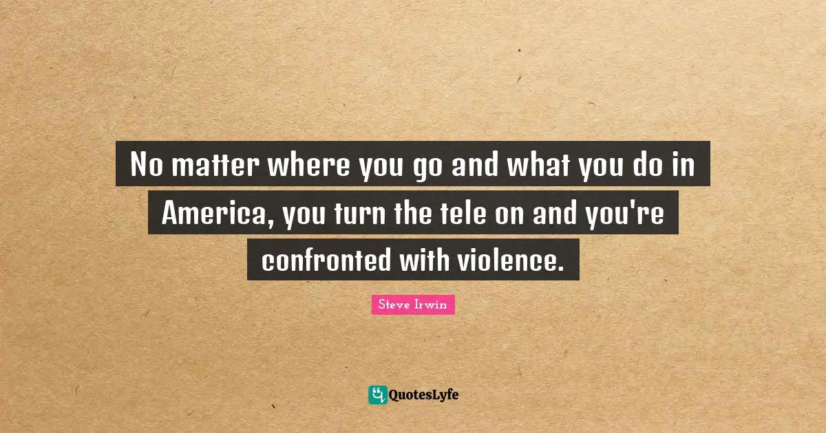 No matter where you go and what you do in America, you turn the tele on and you're confronted with violence.