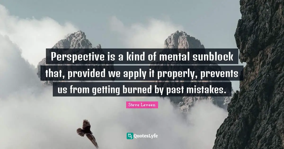 Perspective is a kind of mental sunblock that, provided we apply it properly, prevents us from getting burned by past mistakes.