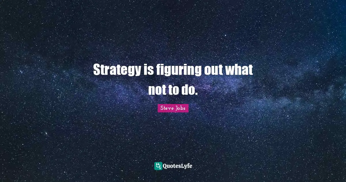 Steve Jobs Quotes: "Strategy is figuring out what not to do."