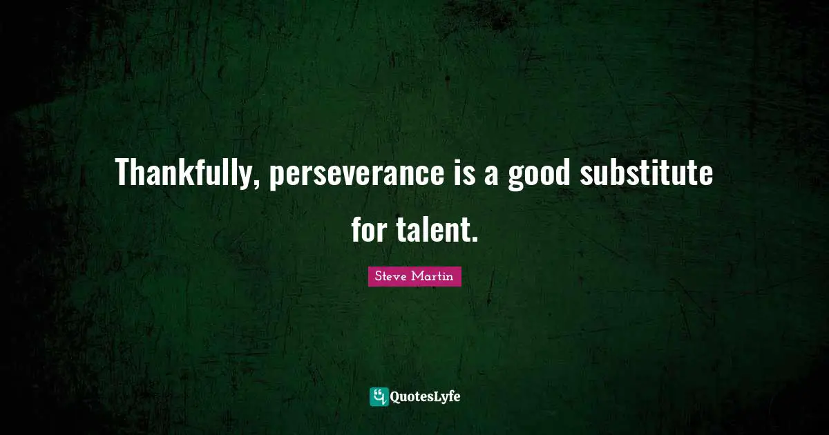 Thankfully, perseverance is a good substitute for talent.