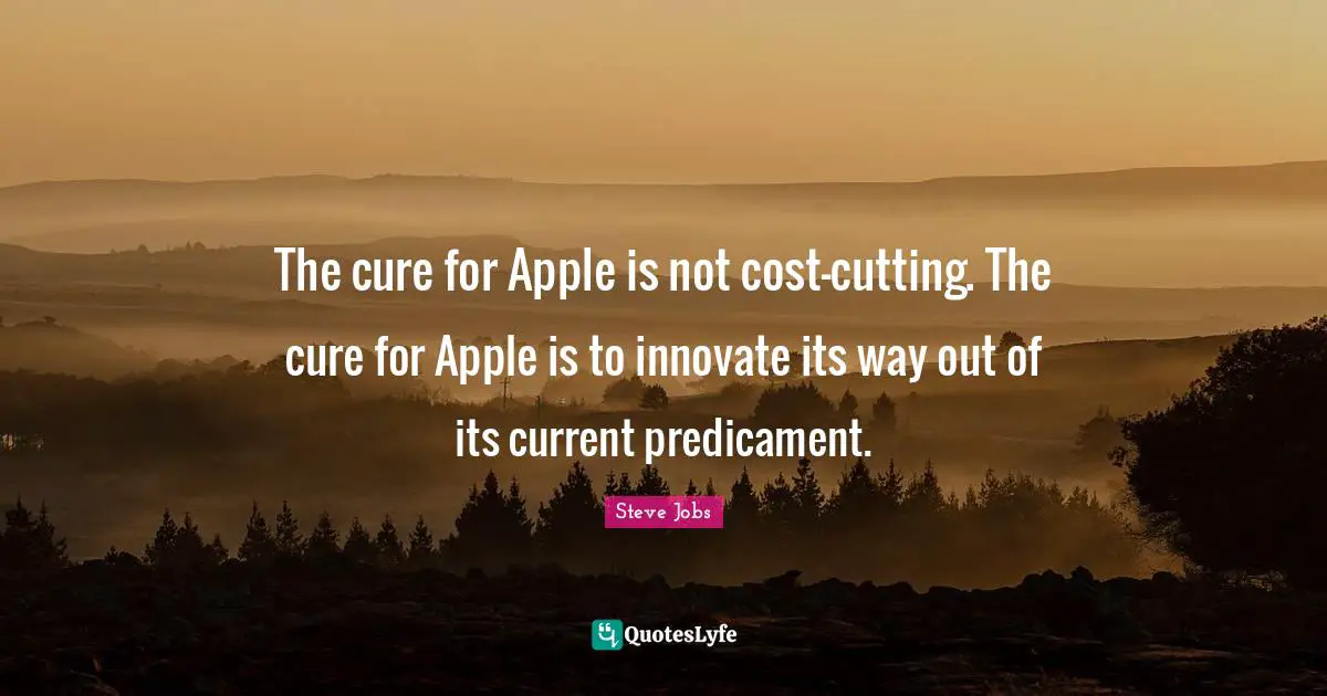 Best Job Quotes: "The cure for Apple is not cost-cutting. The cure for Apple is to innovate its way out of its current predicament."