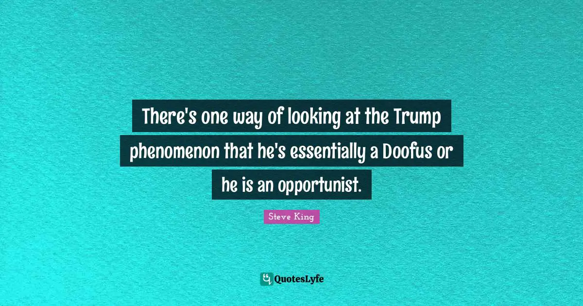 There's one way of looking at the Trump phenomenon that he's essentially a Doofus or he is an opportunist.