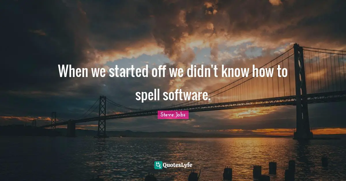 When we started off we didn't know how to spell software.