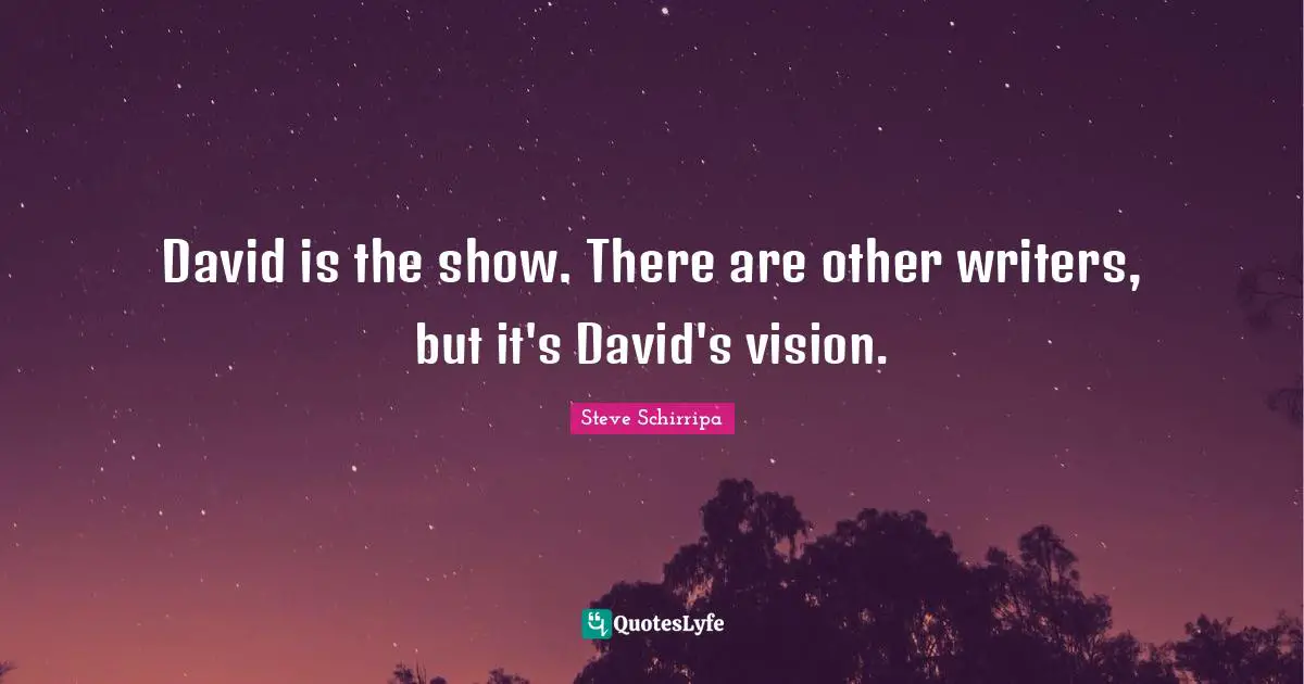 David is the show. There are other writers, but it's David's vision.