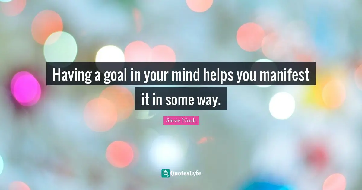 Manifest Quotes: "Having a goal in your mind helps you manifest it in some way."