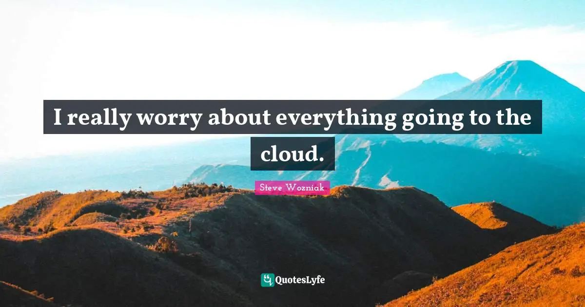 I really worry about everything going to the cloud.
