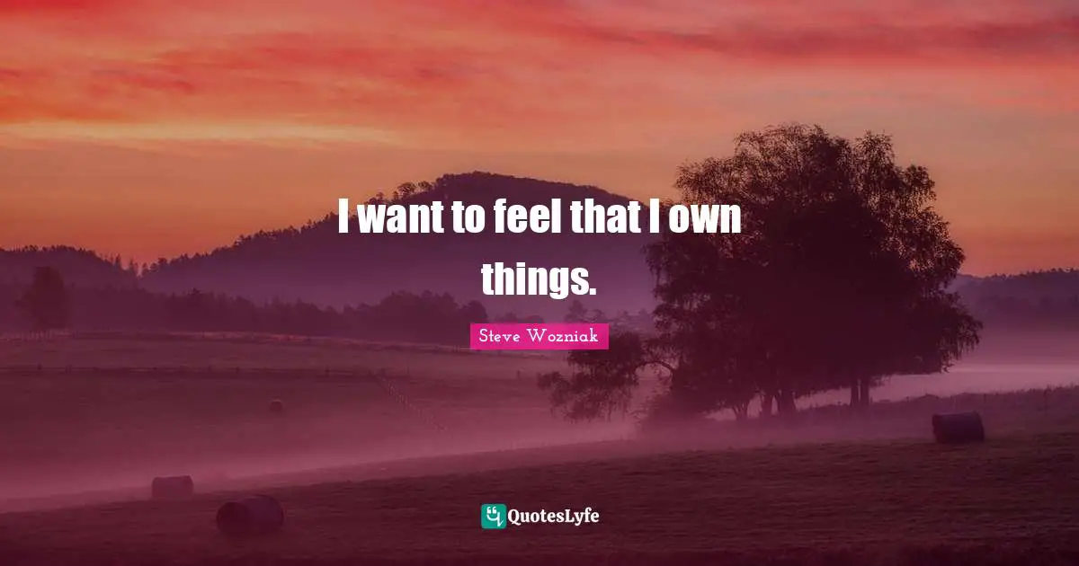 I want to feel that I own things.