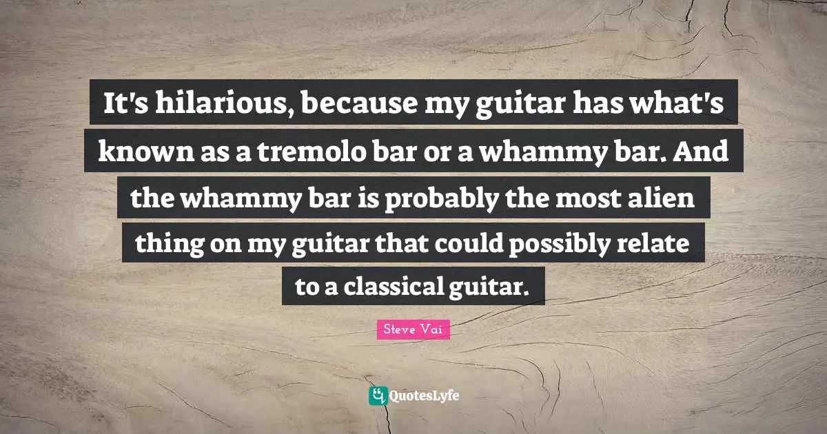 It's hilarious, because my guitar has what's known as a tremolo bar or a whammy bar. And the whammy bar is probably the most alien thing on my guitar that could possibly relate to a classical guitar.