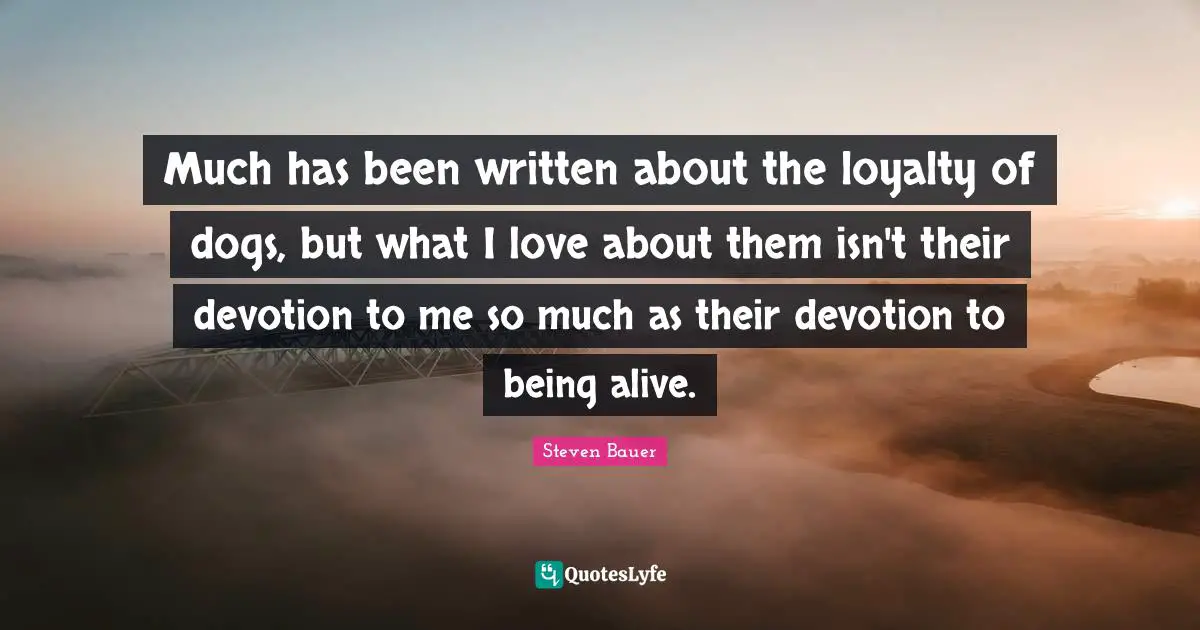 Devotion Quotes: "Much has been written about the loyalty of dogs, but what I love about them isn't their devotion to me so much as their devotion to being alive."