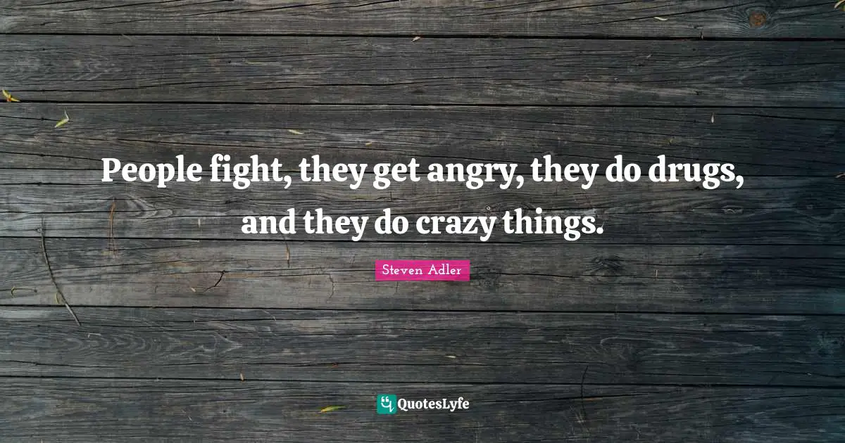Steven Adler Quotes: "People fight, they get angry, they do drugs, and they do crazy things."