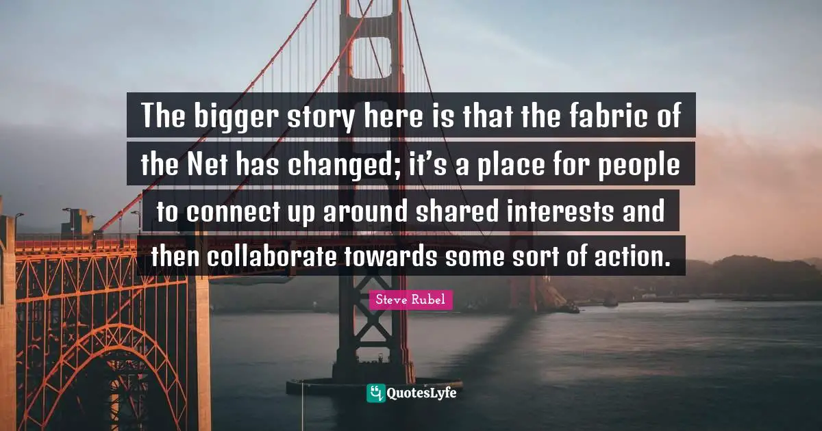 The bigger story here is that the fabric of the Net has changed; it’s a place for people to connect up around shared interests and then collaborate towards some sort of action.