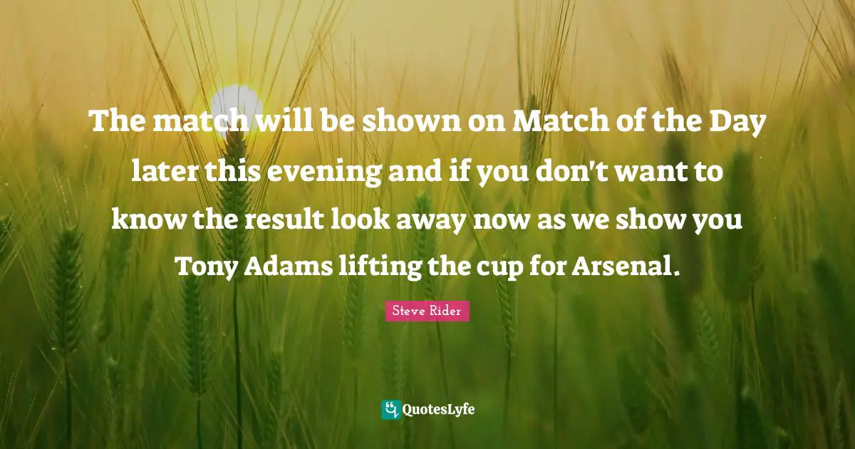The match will be shown on Match of the Day later this evening and if you don't want to know the result look away now as we show you Tony Adams lifting the cup for Arsenal.