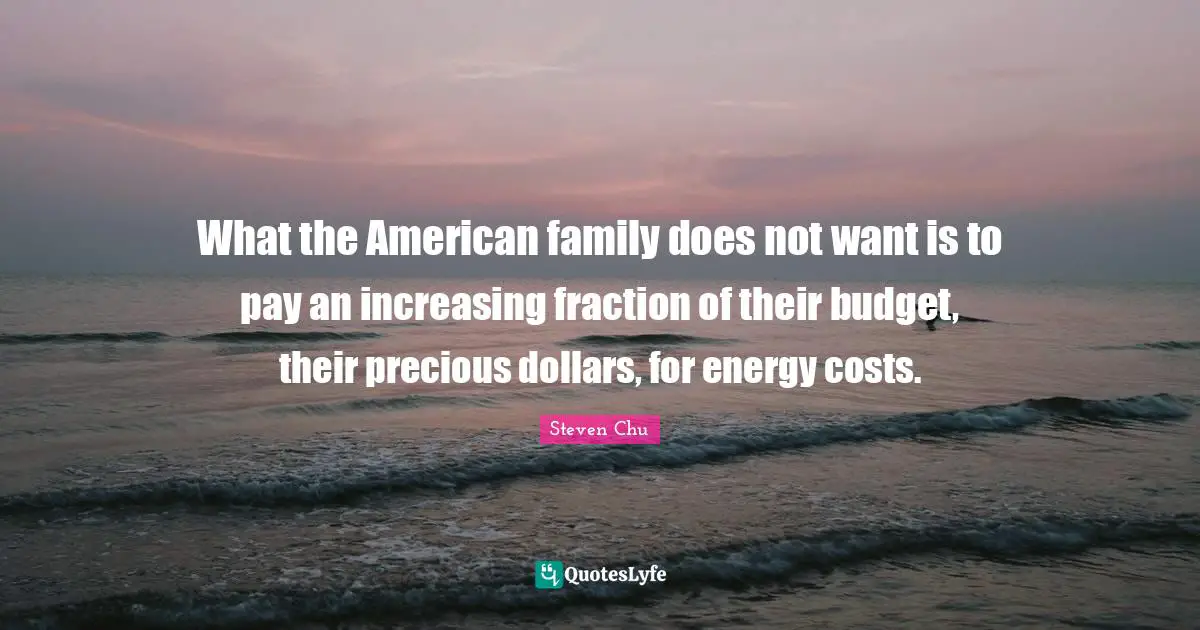 What the American family does not want is to pay an increasing fraction of their budget, their precious dollars, for energy costs.