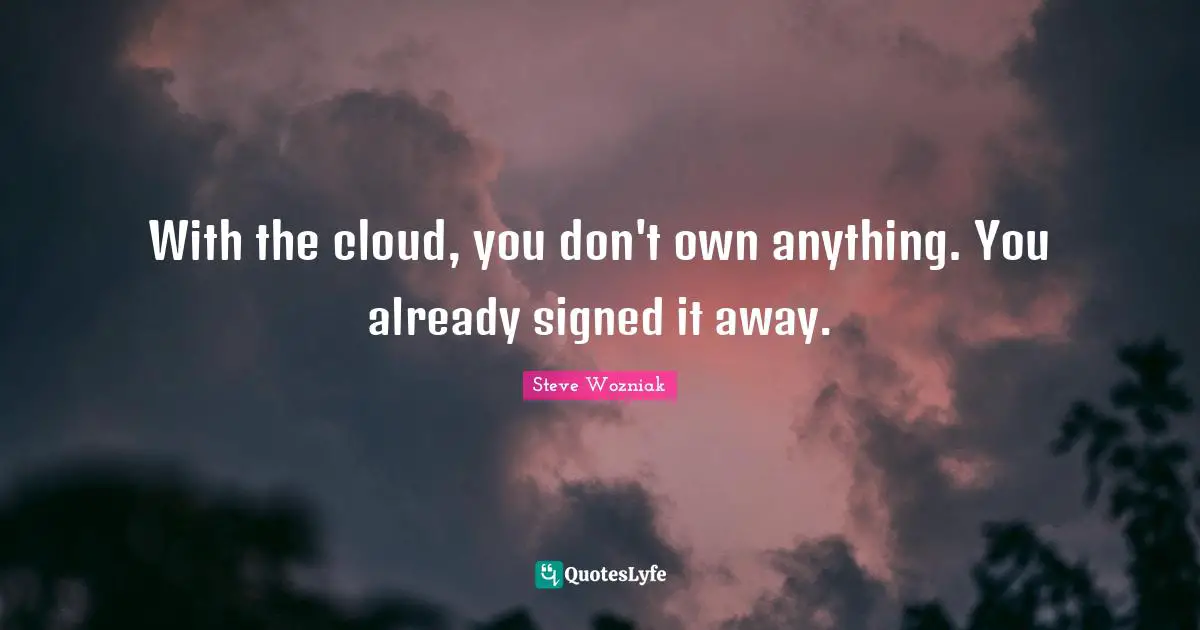 With the cloud, you don't own anything. You already signed it away.