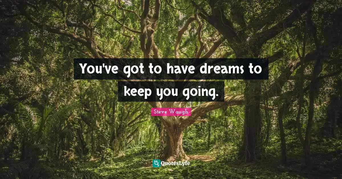 You've got to have dreams to keep you going.