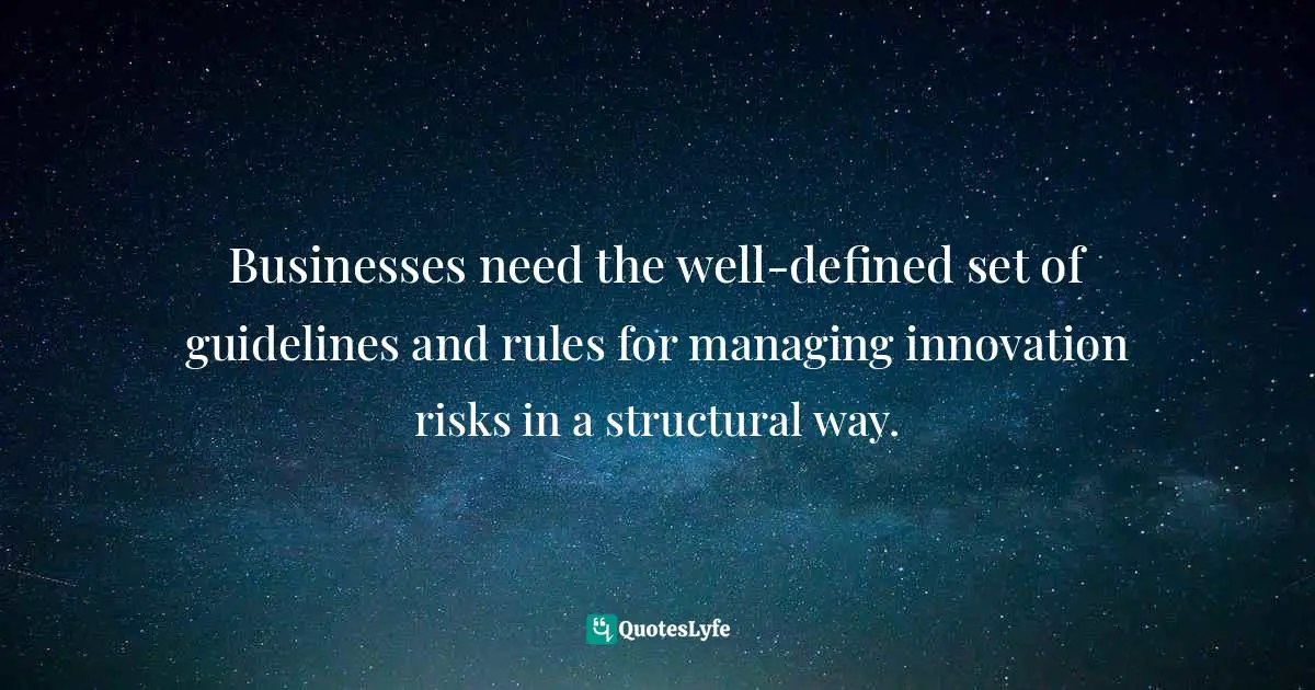 Businesses need the well-defined set of guidelines and rules for managing innovation risks in a structural way.