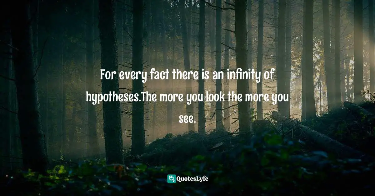 For every fact there is an infinity of hypotheses.The more you look the more you see.