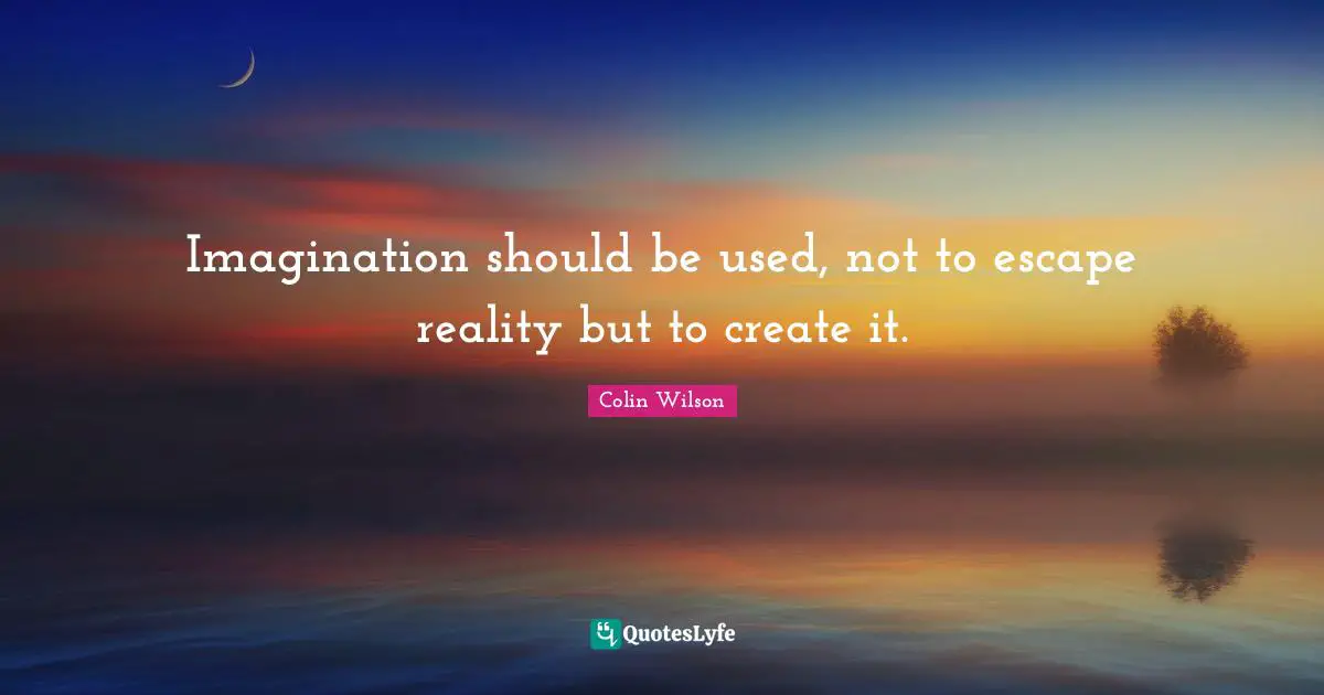 Imagination should be used, not to escape reality but to create it.