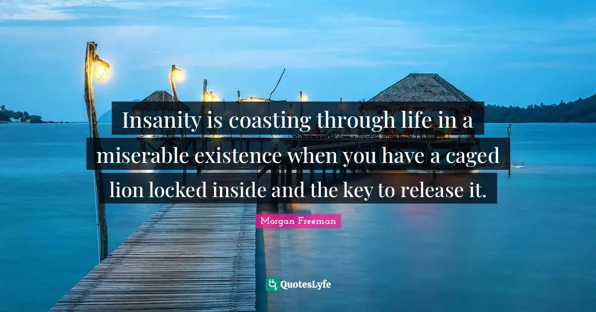Insanity is coasting through life in a miserable existence when you have a caged lion locked inside and the key to release it.