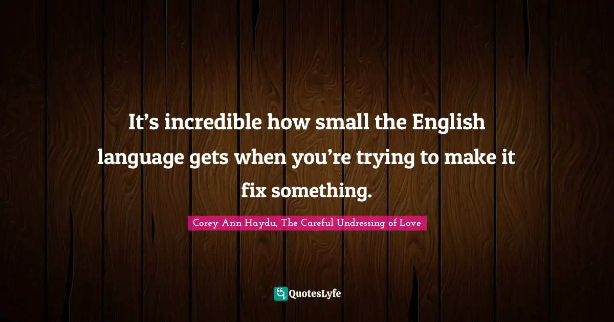 It’s incredible how small the English language gets when you’re trying to make it fix something.