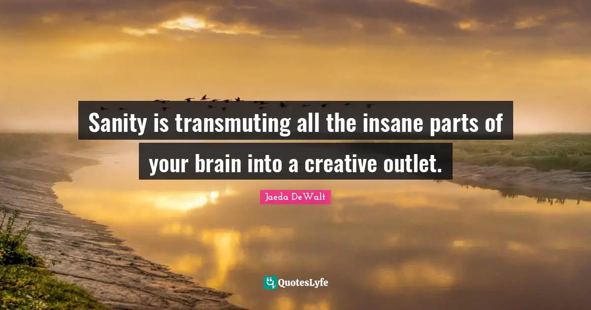 Sanity is transmuting all the insane parts of your brain into a creative outlet.