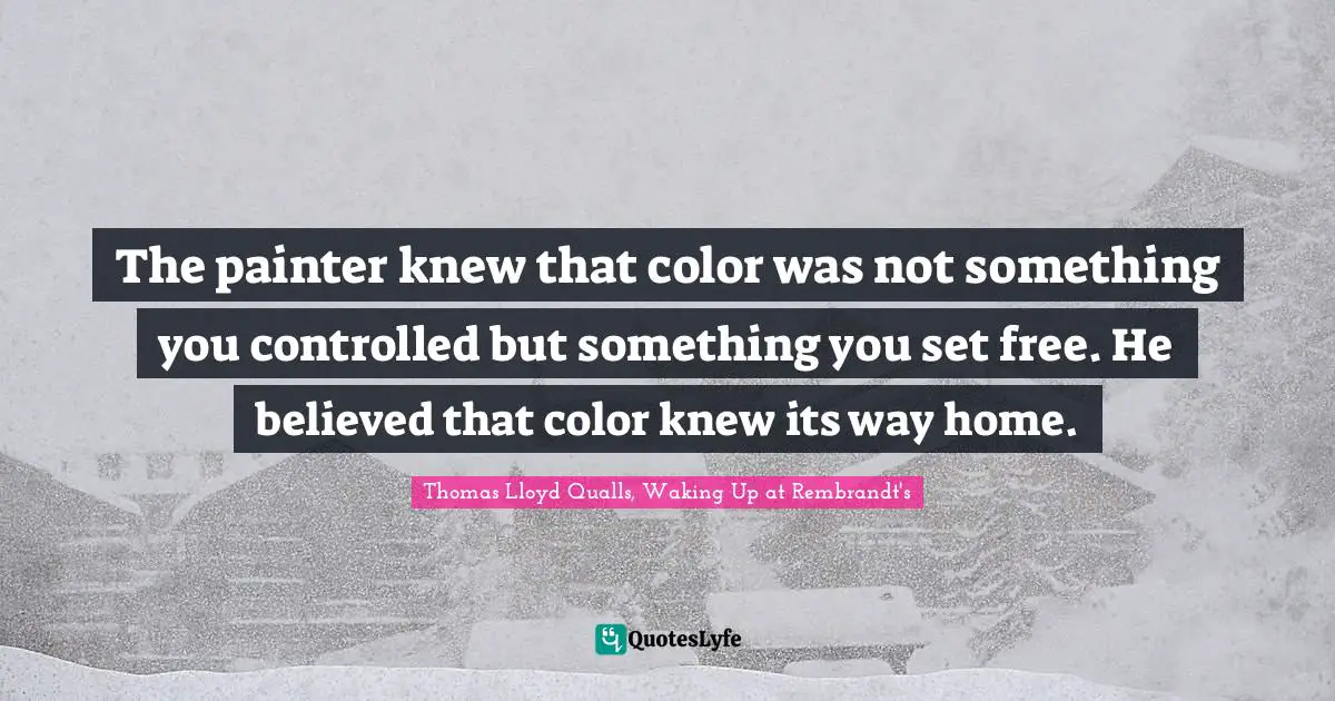 The painter knew that color was not something you controlled but something you set free. He believed that color knew its way home.