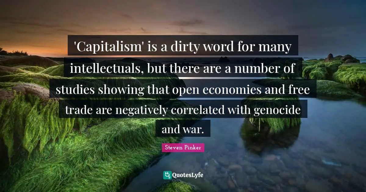 'Capitalism' is a dirty word for many intellectuals, but there are a number of studies showing that open economies and free trade are negatively correlated with genocide and war.