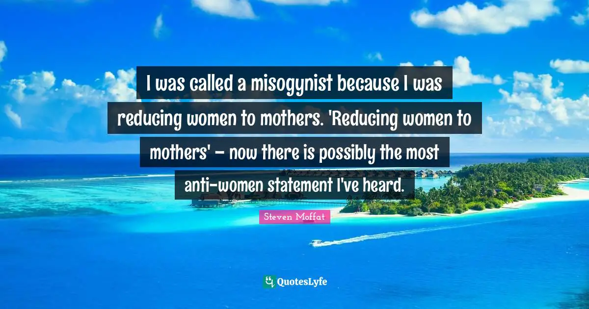 I was called a misogynist because I was reducing women to mothers. 'Reducing women to mothers' – now there is possibly the most anti-women statement I've heard.