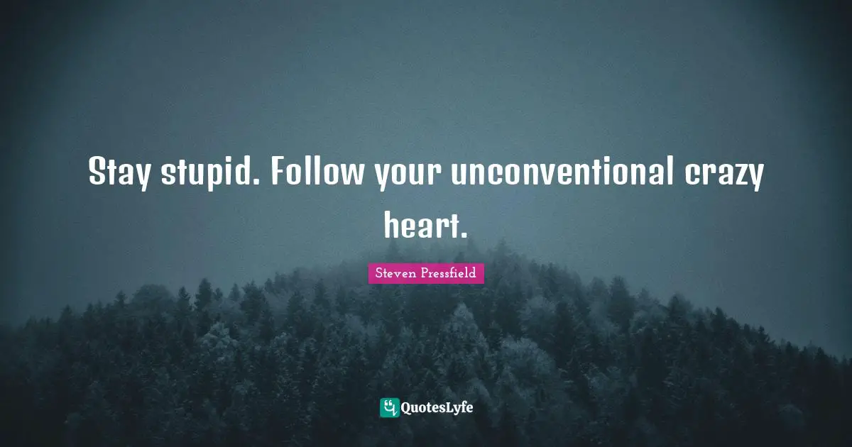 Stay stupid. Follow your unconventional crazy heart.