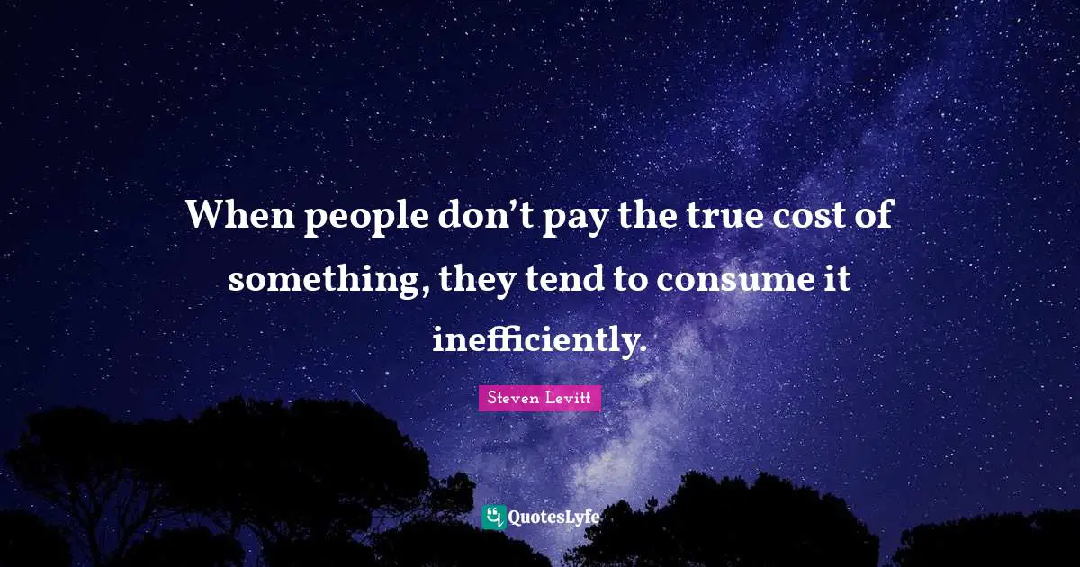 When people don’t pay the true cost of something, they tend to consume it inefficiently.
