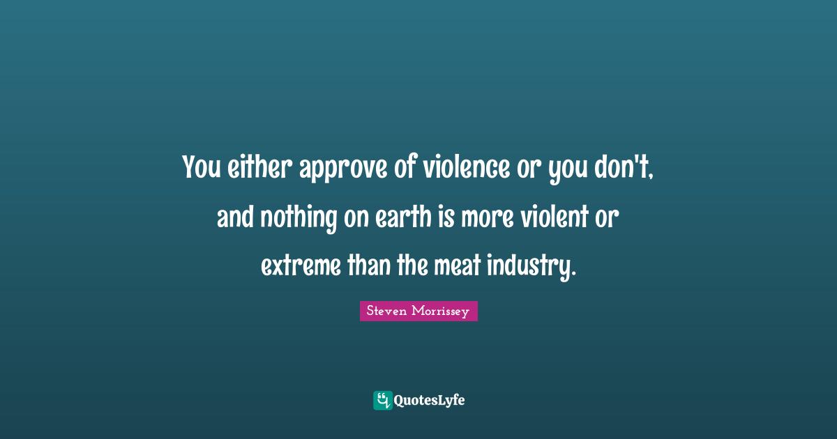 You either approve of violence or you don't, and nothing on earth is more violent or extreme than the meat industry.