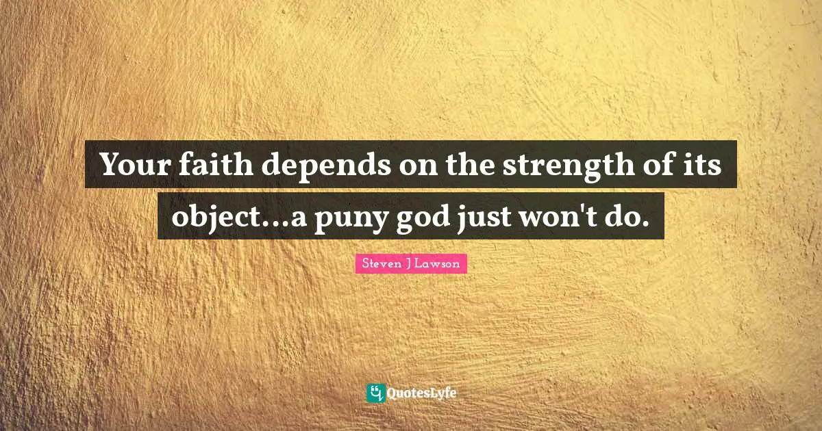 Your faith depends on the strength of its object...a puny god just won't do.
