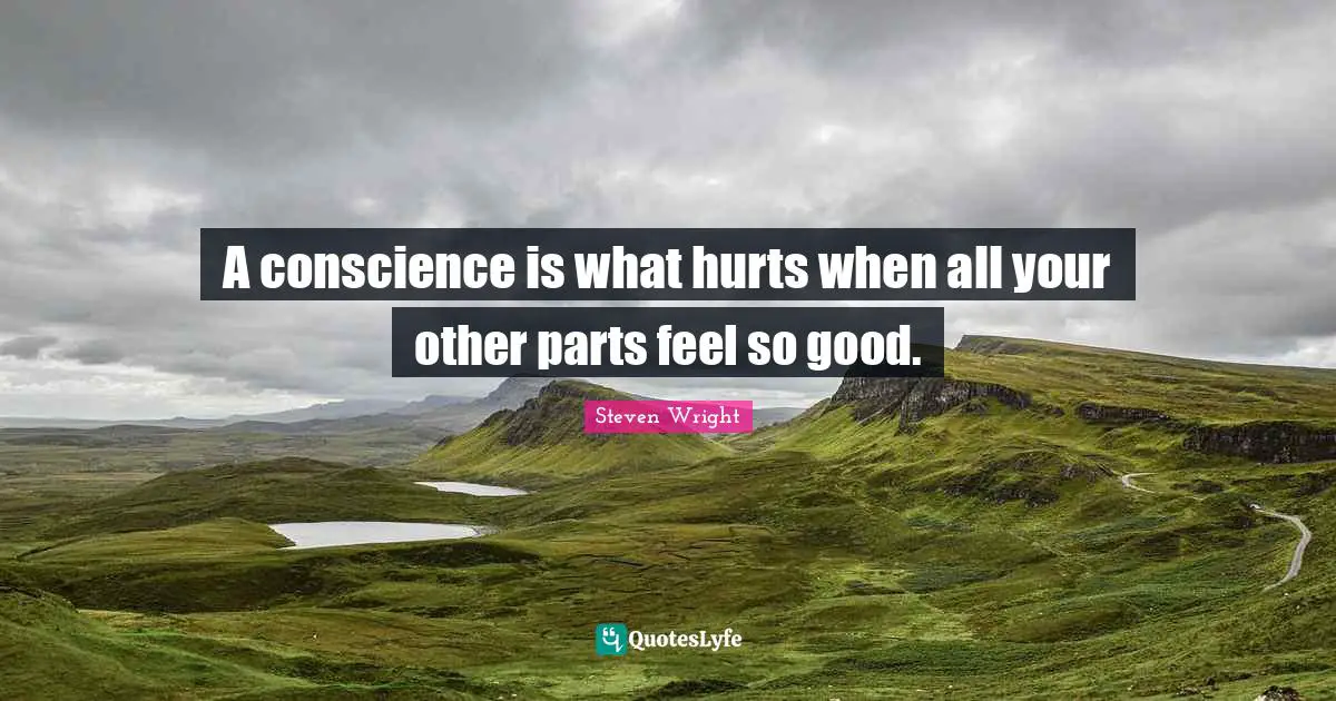 A conscience is what hurts when all your other parts feel so good.