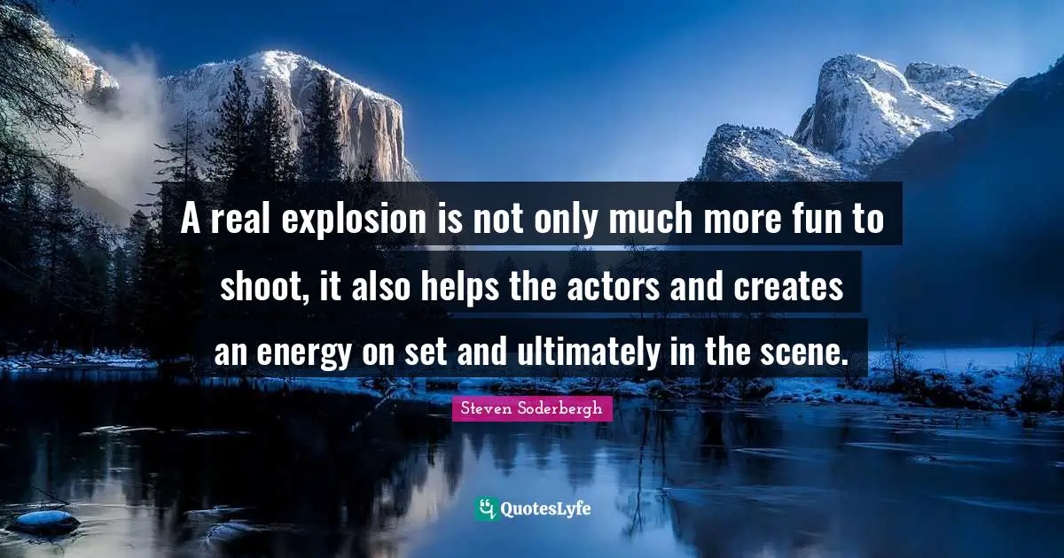 A real explosion is not only much more fun to shoot, it also helps the actors and creates an energy on set and ultimately in the scene.