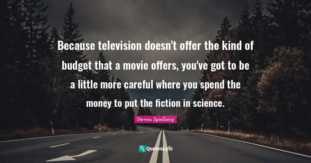 Because television doesn't offer the kind of budget that a movie offers, you've got to be a little more careful where you spend the money to put the fiction in science.