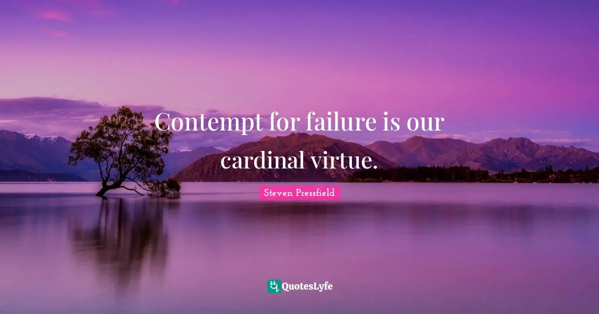Contempt for failure is our cardinal virtue.