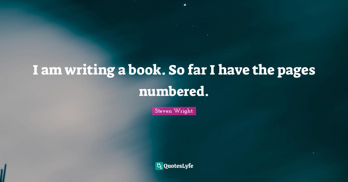 I am writing a book. So far I have the pages numbered.