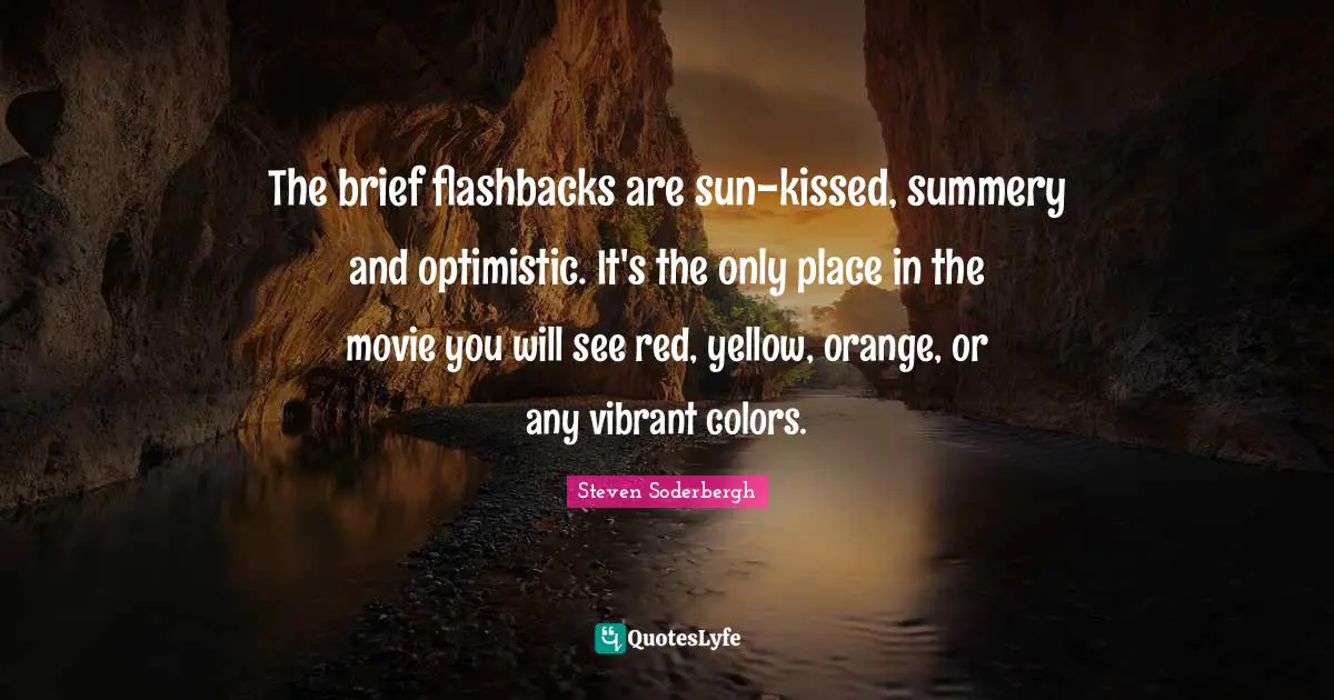 The brief flashbacks are sun-kissed, summery and optimistic. It's the only place in the movie you will see red, yellow, orange, or any vibrant colors.