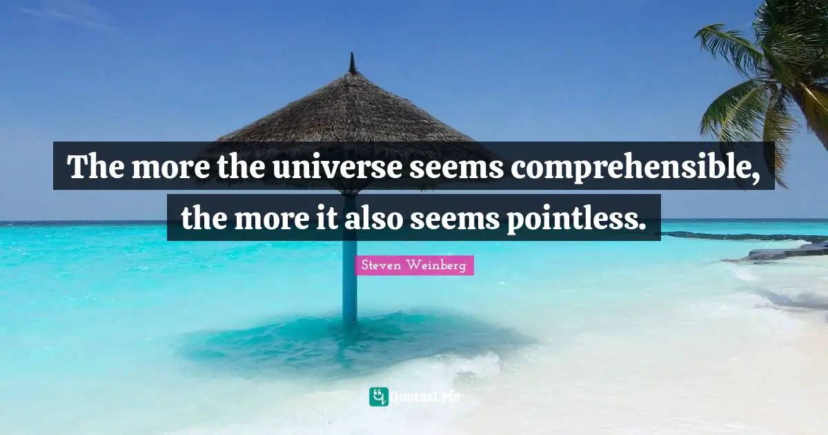 The more the universe seems comprehensible, the more it also seems pointless.